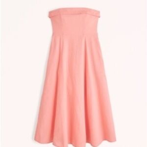 NWT Abercrombie & Fitch Strapless Blend Midi Dress- Coral-Small